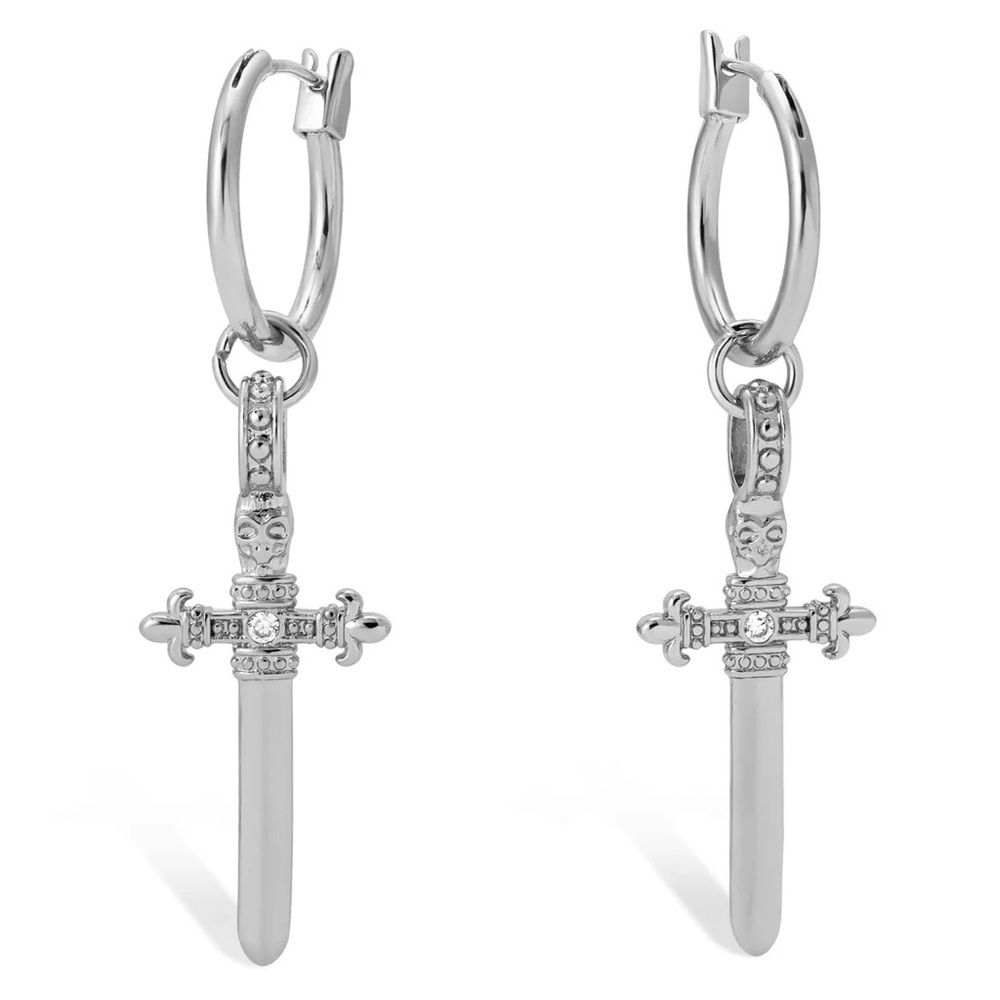 New Vanessa Mooney ALEXANDRA HOOP EARRINGS silver dagger sword earrings